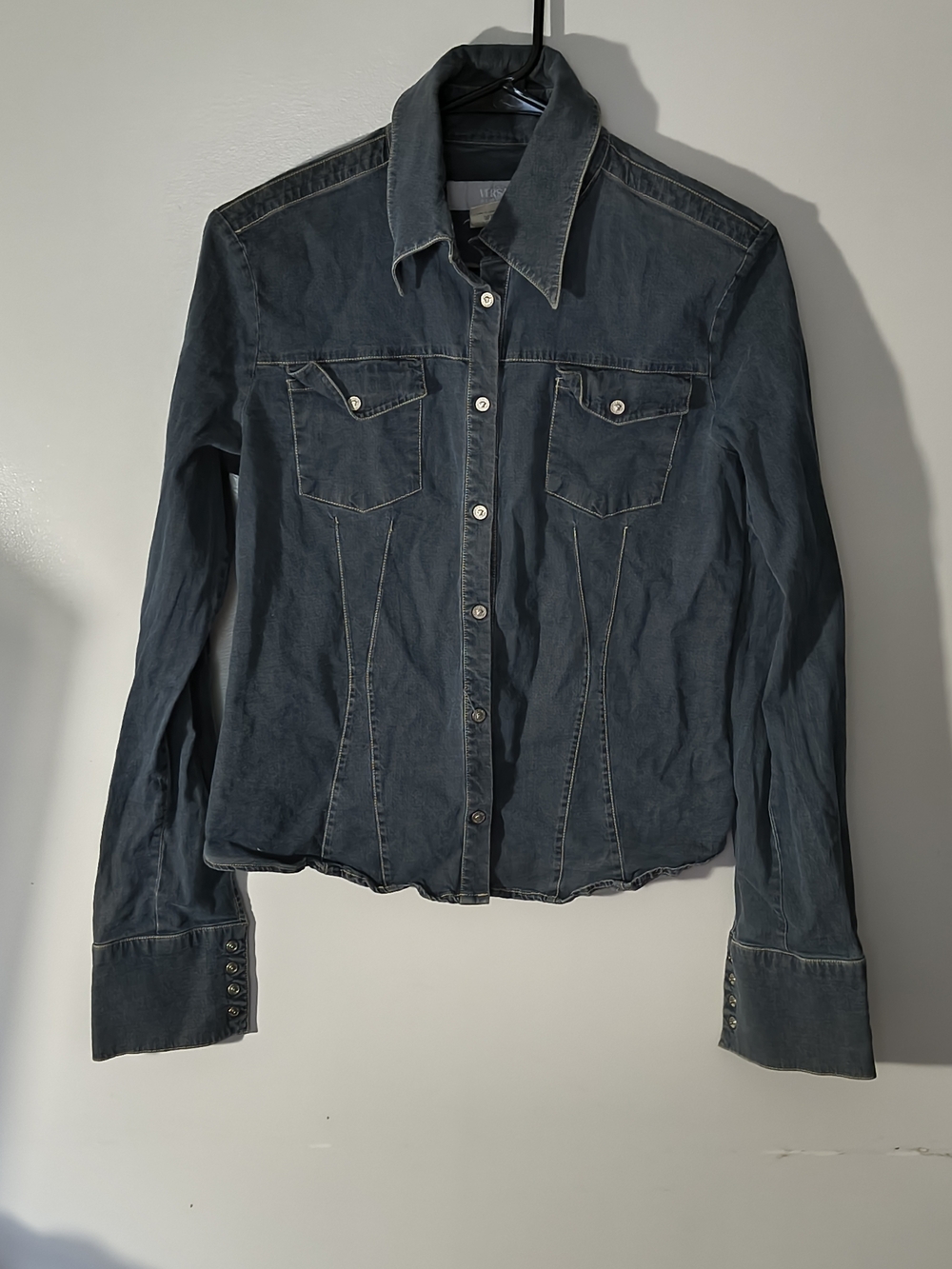 Versace Dark Blue Denim Button-Front Jacket